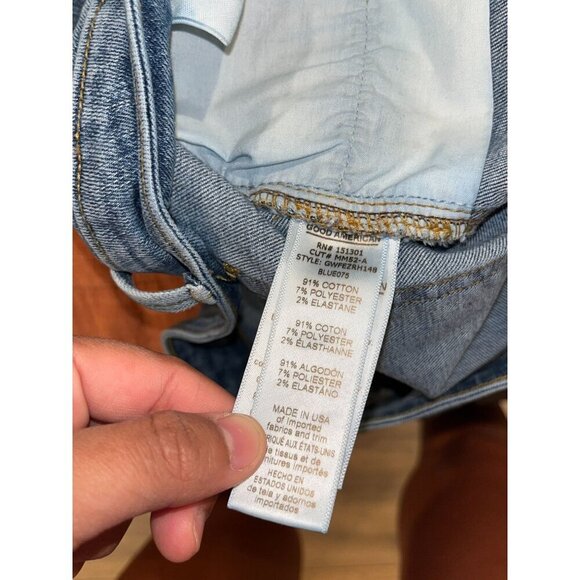 Good American Good Waist High-Rise Skinny Jeans Size 12/31 Distressed Hem Womens - Picture 10 of 12